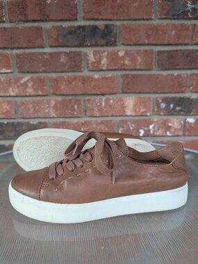 Women's FRYE Brown Leather Sneakers Shoes Size 7.5 M